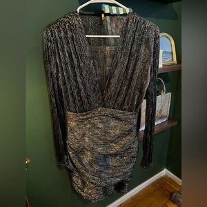 MAJE Metallic mini silver dress